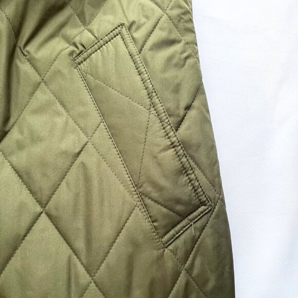 NWT REBECCA MINKOFF OLIVE GREEN QUILTED BELTED TRENCH COAT RM-551 - L - Picture 10 of 13